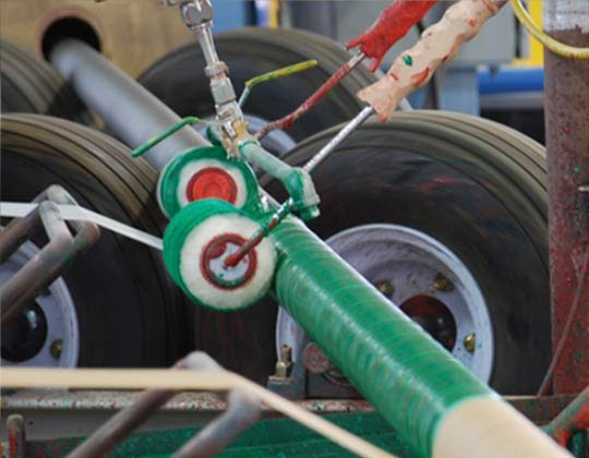 GlassWrap® being applied to tubing